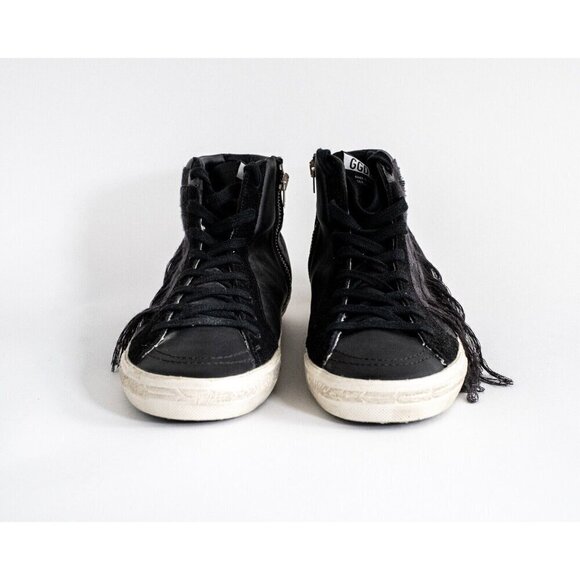 Size 43 | 10 US -  SLIDE Black Calfskin Men\'s Sneakers High-Top